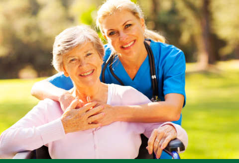 a caretaker with her patient